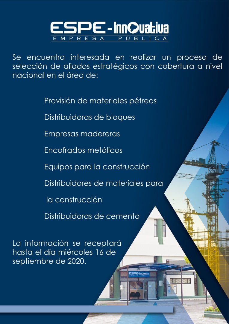 CÓDIGO DE PROCESO: ESPE-INNOVATIVA-EP-UCC-2020-442-446   MATERIALES CONSTRUCCIÓN