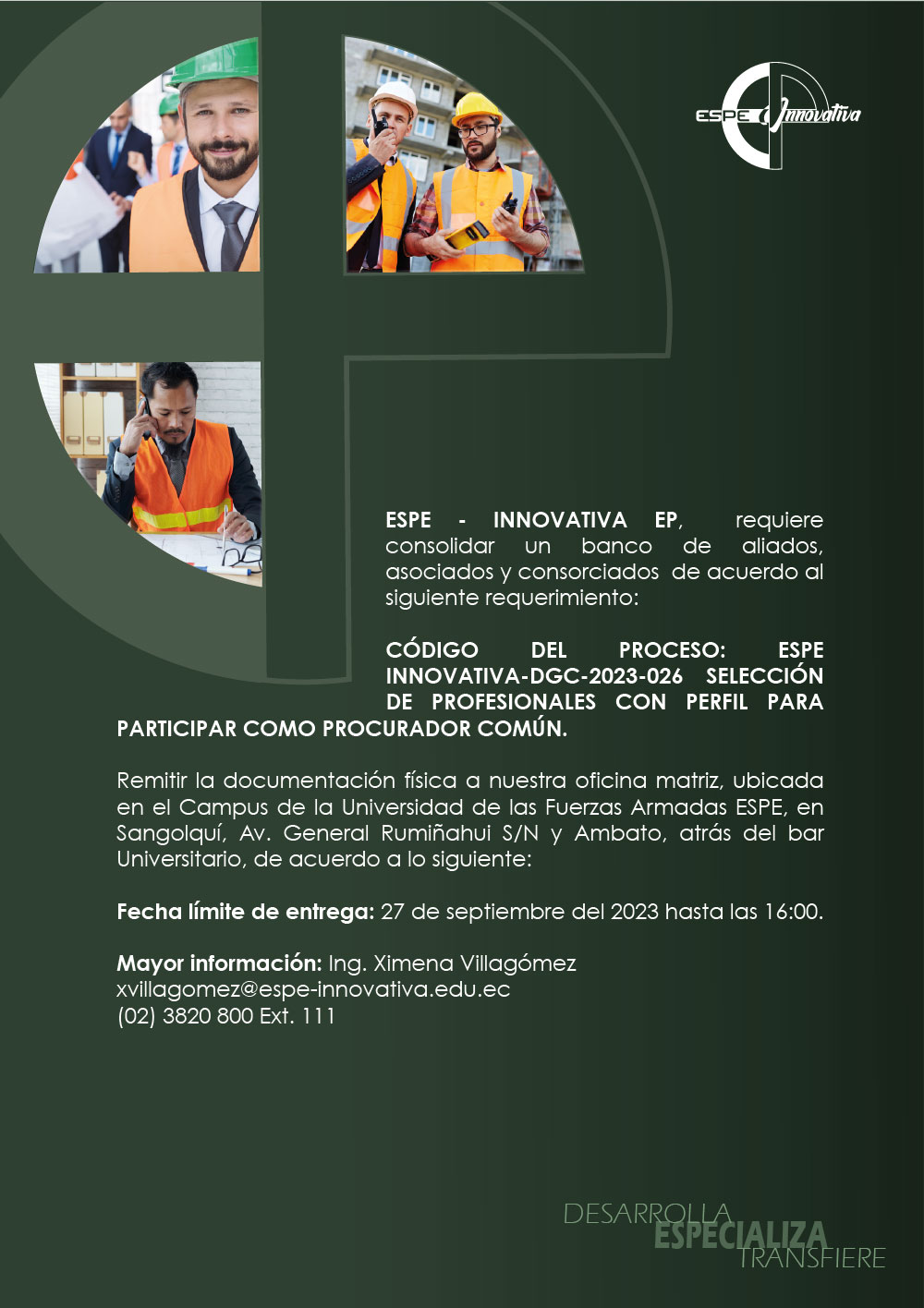 CÓDIGO DE PROCESO: ESPE-INNOVATIVA-DGC-2023-026   PROFESIONALES PROCURADOR COMÚN